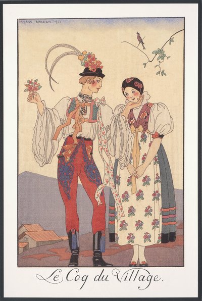 Falbalas et Fanfreluches, Almanach pour 1922, Le coq du village, par George Barbier, impression - Georges Barbier