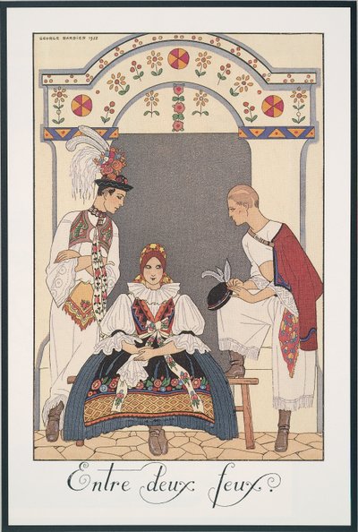 Falbalas et Fanfreluches, Almanach pour 1923, Entre deux feux, par George Barbier, impression - Georges Barbier