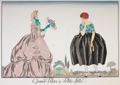 Grand-mère et petite fille. Une femme âgée et une jeune fille - Georges Barbier