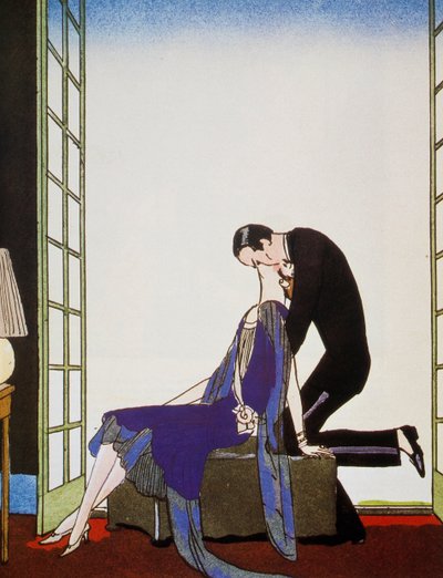 Le Feu, lithographie par George Barbier, de Falbalas et Fanfreluches, Almanach des Modes Présentes, Passées et Futures - Georges Barbier