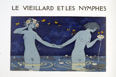 Le Vieillard et les Nymphes, illustration de Les Chansons de Bilitis, par Pierre Louys, pub. 1922 - Georges Barbier