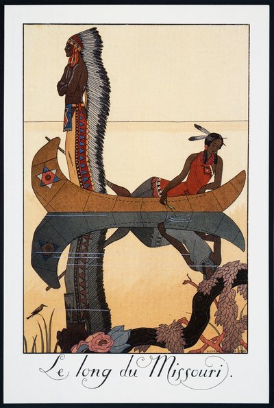 Le long du Missouri, lithographie de George Barbier (1882-1932), de Falbalas et Fanfreluches, Almanach des Modes Présentes, Passées et Futures, France, 20e siècle - Georges Barbier