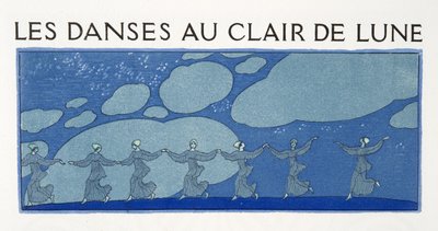 Les Danses au Clair de Lune, illustration de Les Chansons de Bilitis, par Pierre Louÿs, pub. 1922 (pochoir) - Georges Barbier