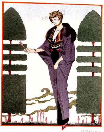 Manteau de voyage de Mme Paquin, gravure 1914 - Georges Barbier