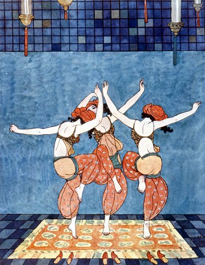 Princesse Shéhérazade (contes des mille et une nuits). Illustration de George Barbier (1882-1932). vers 1910. - Georges Barbier