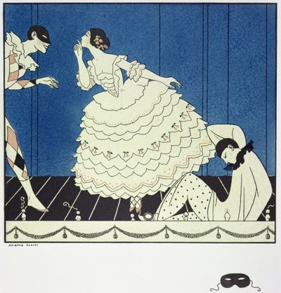 Tamara Karsavina (1885-1978) en Colombine, Vaslav Nijinsky (1890-1950) en Arlequin et Adolph Bolm (1884-1951) en Pierrot dans 