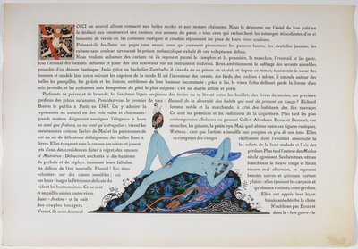 Texte et une figure nue, colorée en bleu. - Georges Barbier