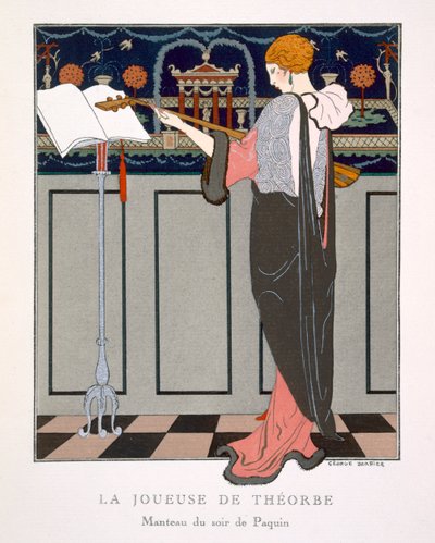 Le joueur de théorbe, design pour un manteau de soirée par Paquin - Georges Barbier