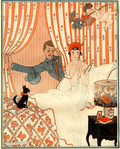 Le retour imprévu... Ou le réveil - illustration de la Vie Parisienne - Georges Barbier