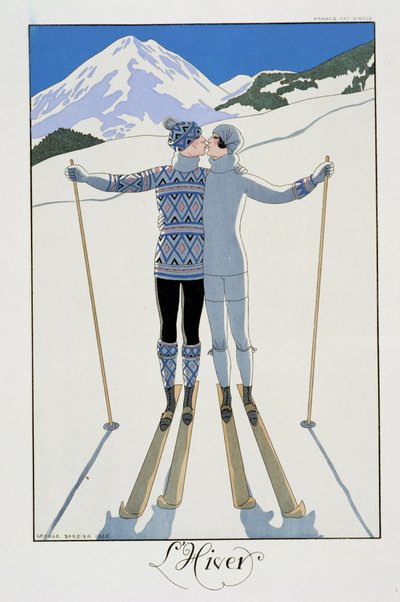 Hiver : Amoureux dans la neige, planche de mode de 