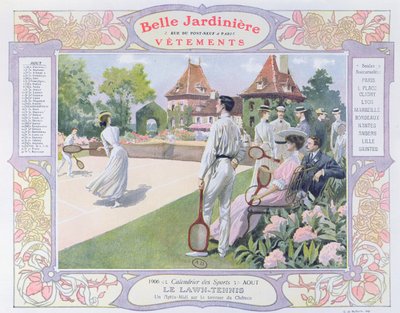 Tennis sur gazon, illustration pour août d