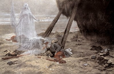 Deux femmes blanches apparaissant à un soldat mourant - Georges Bertin Scott