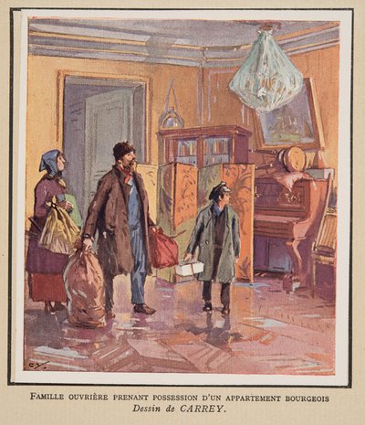 Famille ouvrière prenant possession d