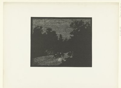 Paysage avec voiture tirée par un cheval la nuit - Georges Charles Victor Léopold Hugo