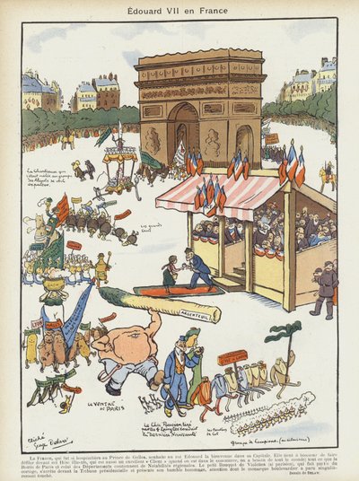Visite du Roi Édouard VII en France. Illustration pour Le Rire - Georges Delaw