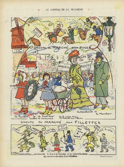La procession de la mi-carême. Illustration pour Le Rire - Georges Delaw