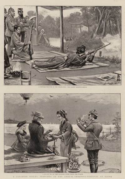 Un Bisley Japonais, Croquis au Festival Annuel de Tir à Kioto - Georges Ferdinand Bigot