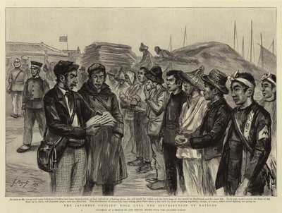 Appel et distribution de rations des coolies japonais - Georges Ferdinand Bigot