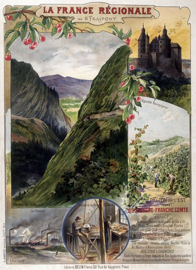Affiche "La France régionale" par G. Fraipont : Bourgogne et Franche-Comté, début 20e siècle - Georges Fraipont
