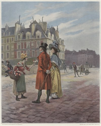 Vendeuse de fleurs au Pont-Neuf - Georges Jules Auguste Cain