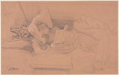 Sarah Bernhardt allongée sur un divan, lisant, c. 1885-1890 - Georges Jules Victor Clairin