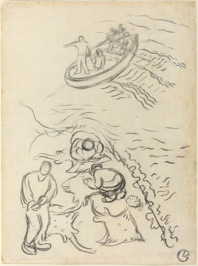 Étude pour "Les Pêcheurs" et hommes vidant des raies - Georges Lacombe