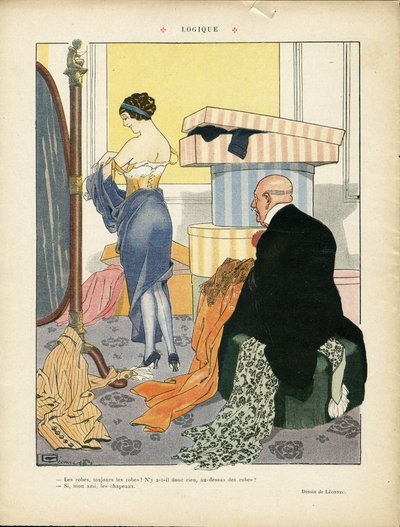 Illustration de Georges Leonnec (1881-1940) dans Le Lire, 06/07/12 - Logique - Mode, Chapeau, Architecture intérieure, Vie des riches - Femmes - Georges Leonnec