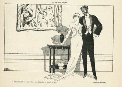 Illustration de Georges Leonnec (1881-1940) dans Le Lire, 20/07/12 - Le galant negro - Amour, Xenophobie - Black - Georges Leonnec