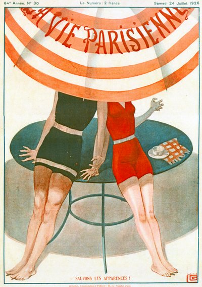 Amoureux se tenant la main, Illustration de "La Vie Parisienne" - Georges Leonnec