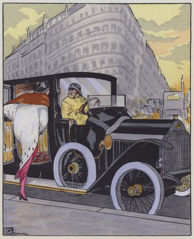 Mode féminine des années 1910 et voiture Lorraine-Dietrich - Georges Leonnec