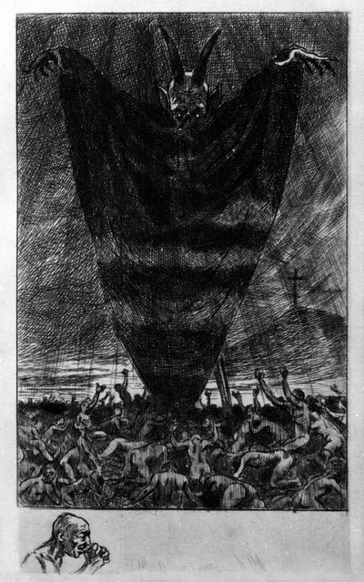 Illustration par Georges Antoine Rochegrosse (1859-1938) pour "Hymne à Satan" du poète Charles Baudelaire (1821-1867) dans "Les fleurs du mal" - Georges Marie Rochegrosse