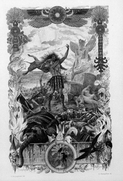 Illustration par Georges Antoine Rochegrosse (1859-1938) pour le roman "Salammbô" de Gustave Flaubert, prenant pour cadre la guerre des mercenaires à l