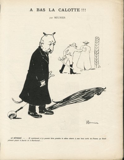 Illustration de Georges Meunier (1869-1934) dans Le Panache, magazine royaliste illustré, 20/01/04 - Royalisme, Religion Foi - Combes Emile, Diable - Animalisation - Georges Meunier