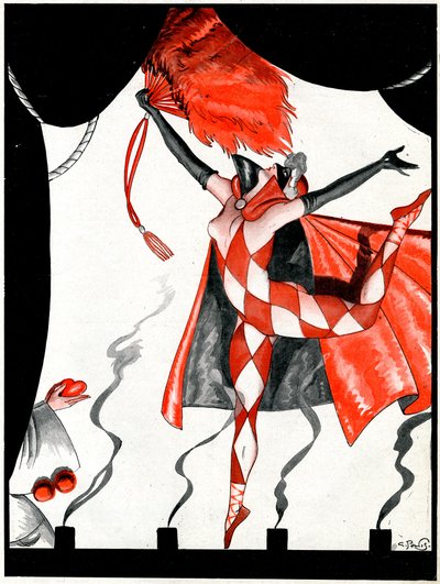 La pantomime éternelle, le Valet de Cœur et la Reine de Carreau - illustration de la Vie Parisienne - Georges Pavis