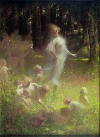 Fée et lutins dans le sous-bois - Georges Picard