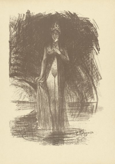 Femme nue avec une fleur debout dans l