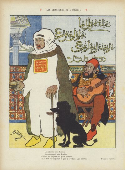 Satire représentant le sultan marocain déposé Abdelaziz et le sultan ottoman Abdul Hamid II - Georges d 1878 1937 Ostoya