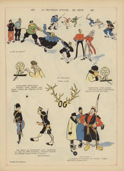 Satire sur la guerre russo-japonaise. Illustration pour Le Rire - Georges d 1878 1937 Ostoya