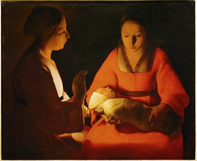 Le nouveau-né (peinture sur toile) - Georges de la Tour