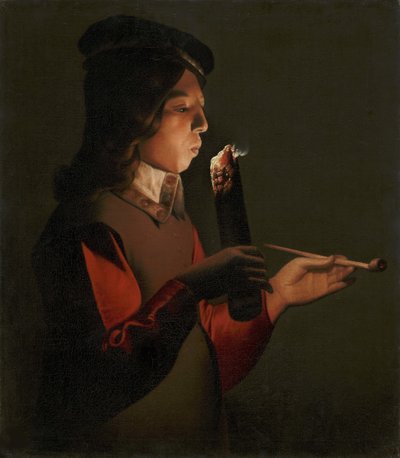 Un jeune garçon avec une pipe, soufflant sur un brandon - Georges de La Tour