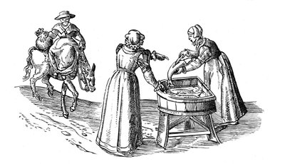 Étal de poisson sur un marché, 1572 - Georgius Braun