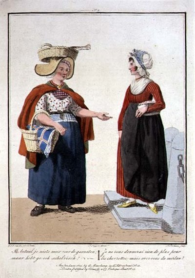 Vendeurs de poissons, gravé par L. Portman - Georgius Jacobus Johannes van (after) Os