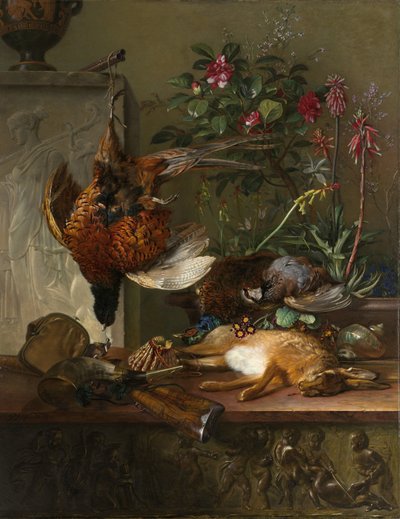 Nature morte avec gibier et stèle grecque : allégorie de l