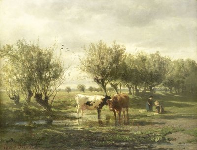 Vaches à un étang - Gerard Bilders (signed by artist)