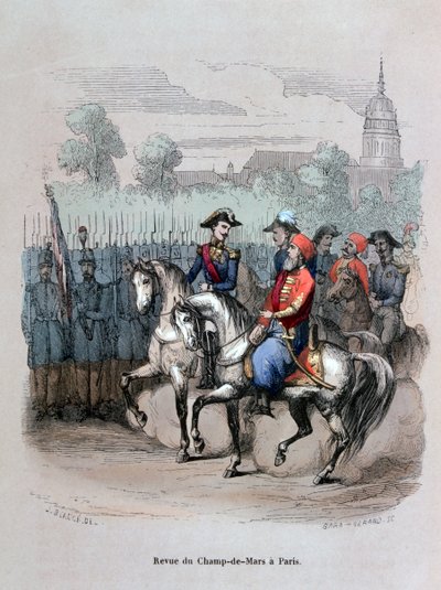 Revue militaire avec Ibrahim Pacha, Champ de Mars, Paris, c1846-1847 - Gerard Corbiau