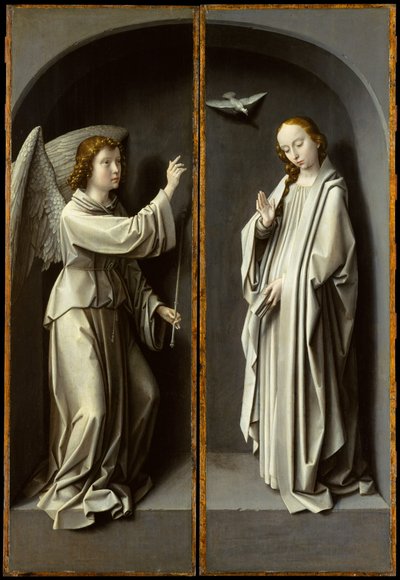 Archange Gabriel ; La Vierge Annonciate, c.1510 (huile sur panneau de chêne) - Gerard David