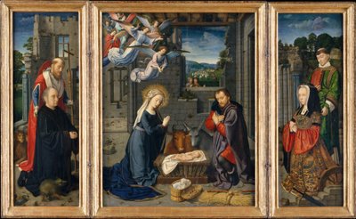 La Nativité avec donateurs et saints Jérôme et Léonard, vers 1510-1515 - Gerard David