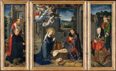 La Nativité avec donateurs et saints Jérôme et Léonard, vers 1510-15 - Gerard David