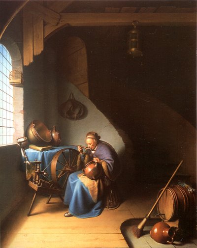 Intérieur avec une femme mangeant du porridge - Gerrit Dou