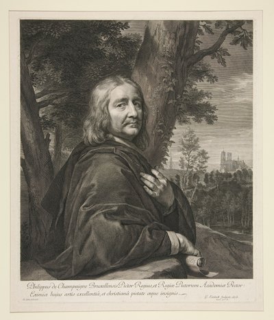 Philippe de Champaigne debout dans un paysage - Gérard Edelinck